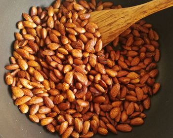 High angle view of roasted coffee beans