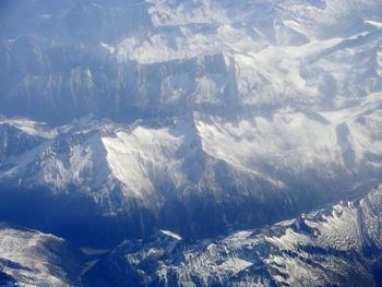 Aerial view of snowcapped mountains