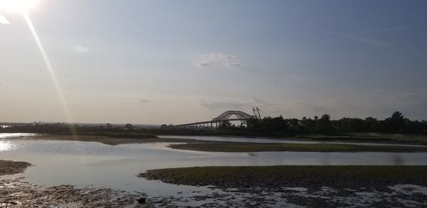 Bridge over river against sky