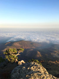 High angle view of land against sky