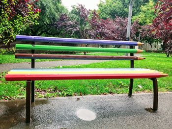 Empty bench in park