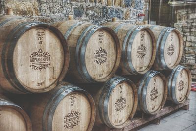 Full frame shot of old bottles