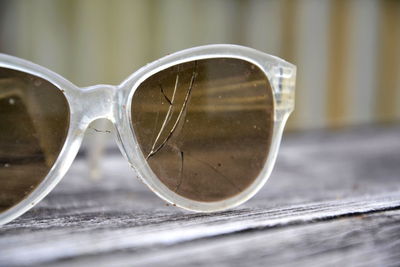 Close-up of sunglasses on table