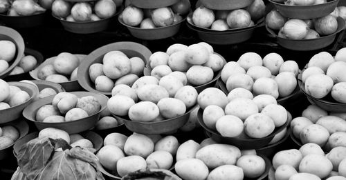 High angle view of vegetables for sale at market stall