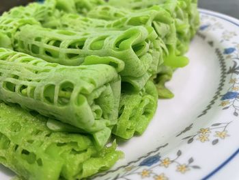 High angle view of chopped vegetables in plate