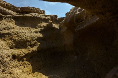 Low angle view of rock formation