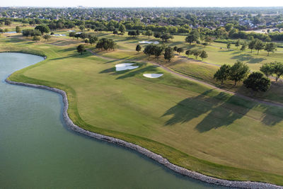 High angle view of agricultural field