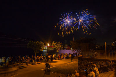 Firework display at night