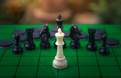 Close-up of chess pieces