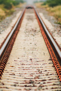 High angle view of railroad tracks