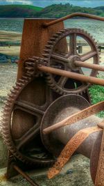 Close-up of rusty wheel