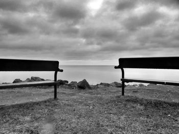 Scenic view of sea against cloudy sky