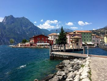 River with built structures in distance