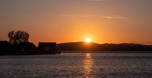 Scenic view of sea against sky during sunset