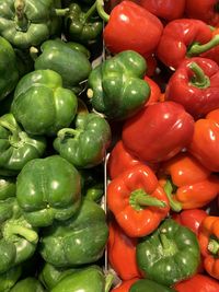 Full frame shot of bell peppers for sale in market