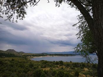 Scenic view of lake against sky