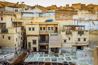 High angle view of buildings in city