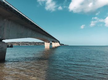 Bridge over sea against sky