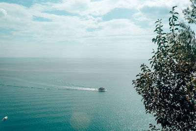 A boat cruising in the sea