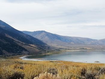 Scenic view of lake and mountains