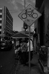 Woman walking in city