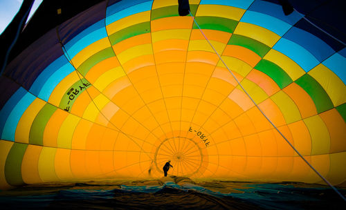 Full frame shot of hot air balloon flying against sky