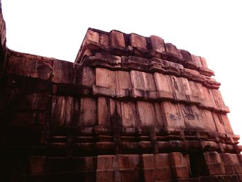 Low angle view of old ruin against sky