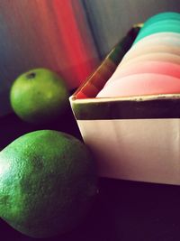 High angle view of apples on table