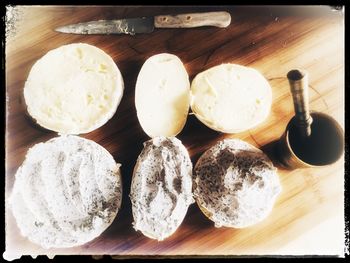 High angle view of food on table