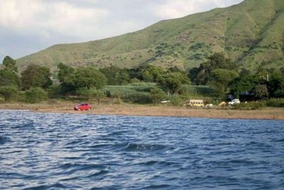 Scenic view of lake against sky