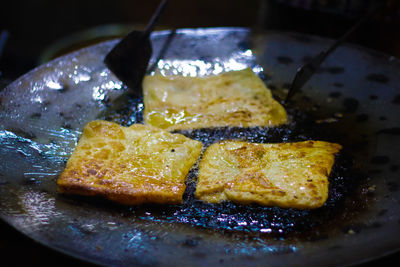 Close-up of breakfast on table