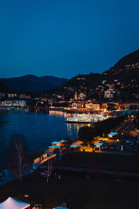 High angle view of illuminated city at night