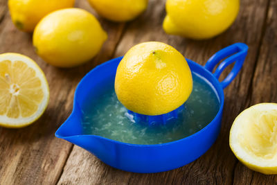 Close-up of oranges on table