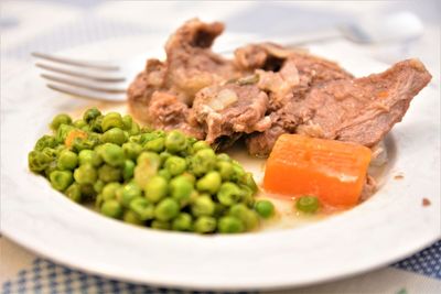 Close-up of meal served in plate