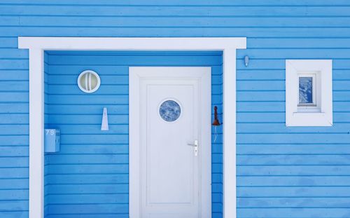 Closed door of building