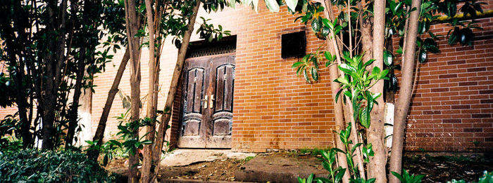 Closed door of building