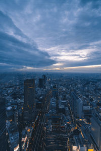 High angle view of cityscape against sky