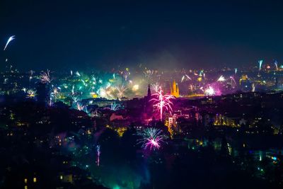 Illuminated cityscape at night