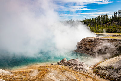 Smoke emitting from hot spring