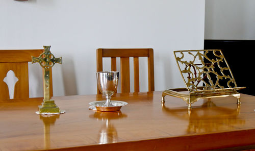 Shot of religious christian or catholic chapel and altar for worshippers