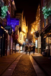 View of city street at night