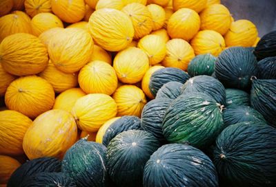 High angle view of fruits for sale at market stall