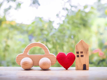 Close-up of heart shapes on table