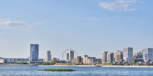 Riviera hotel complex, novo-savinsky residential area from side of kazanka river, kazan, russia.