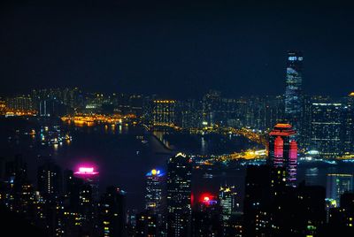 Illuminated city at night