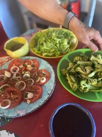 Midsection of man preparing food