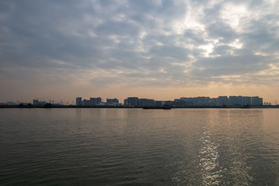 Scenic view of sea against sky during sunset