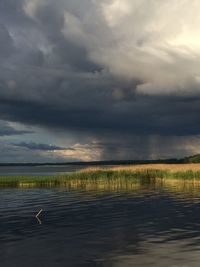 Scenic view of landscape against cloudy sky