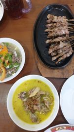 High angle view of food in bowl on table