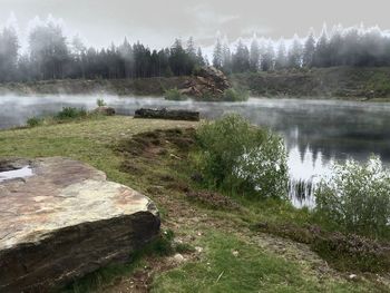 Scenic view of lake against sky